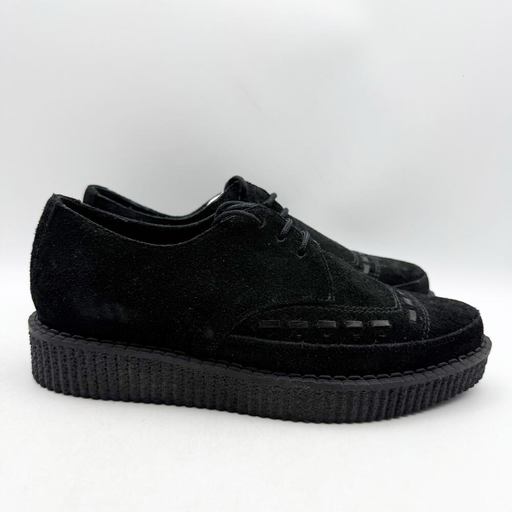 RE/DONE Women Creeper Oxford Shoe EU 37 US 7 Black Suede Platform NWOB